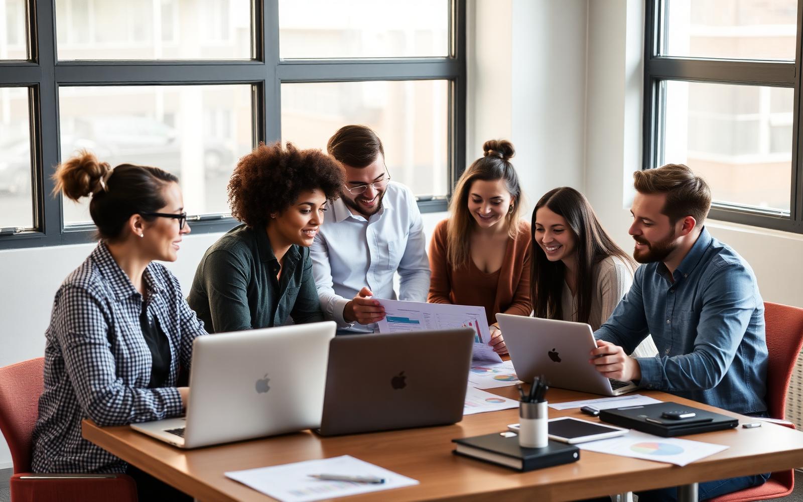 Marketing strategists analyzing search visibility data